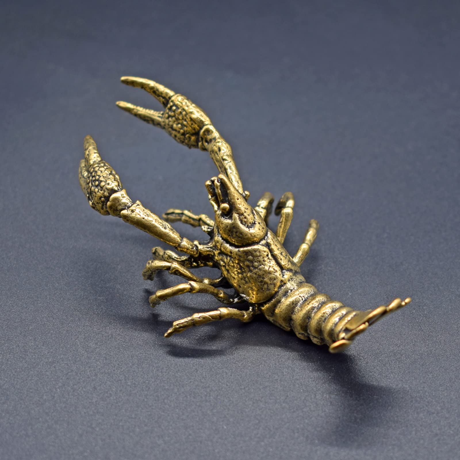 NGDFGR Copper Crayfish Figurine, Metal Realistic Lobster Model Statue Sculpture Pen Holder Cup Lid Holder Office Home Study Desk Paperweight