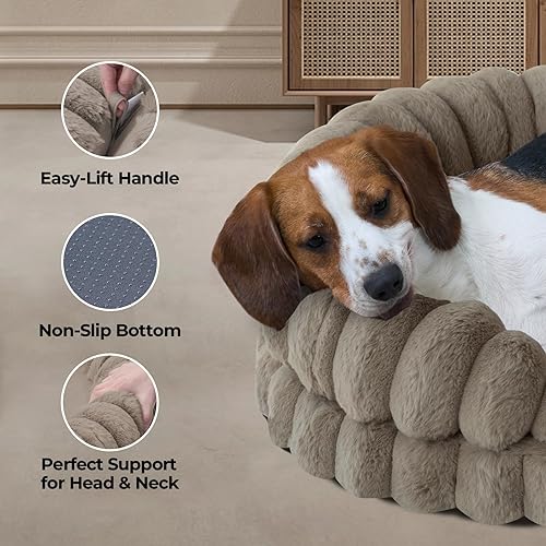 Miniatura 4 de BALANCE Cama calmante para perros de tamaño mediano, cama ovalada lavable para mascotas con lados, sofá ortopédico para mascotas con parte inferior