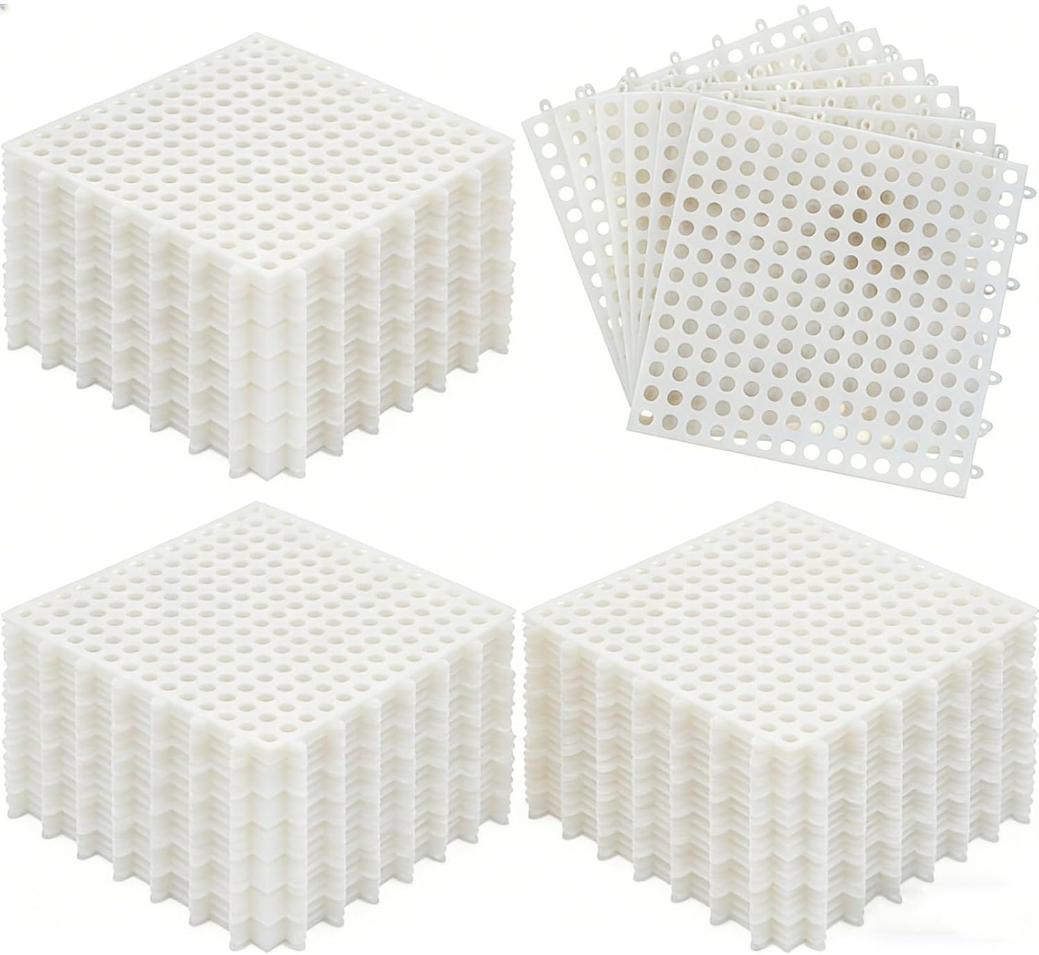 GCCSJ 50 PCS 12"x12" Interlocking Drainage Mat, TPE Anti-Slip Floor Mat, Thin and Light Interlocking Mat for Outdoor Lawns, Gardens, Balconies, White