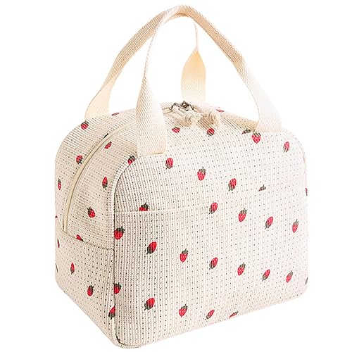 AYNKH Lunchtasche Kühltasche Klein Lunch Tasche Erdbeermuster Lunchbag Mini für Damen Erwachsene, Lunchtasche Lunchbox für Arbeit, Schule, Picknick, Strand, Reise Kinder
