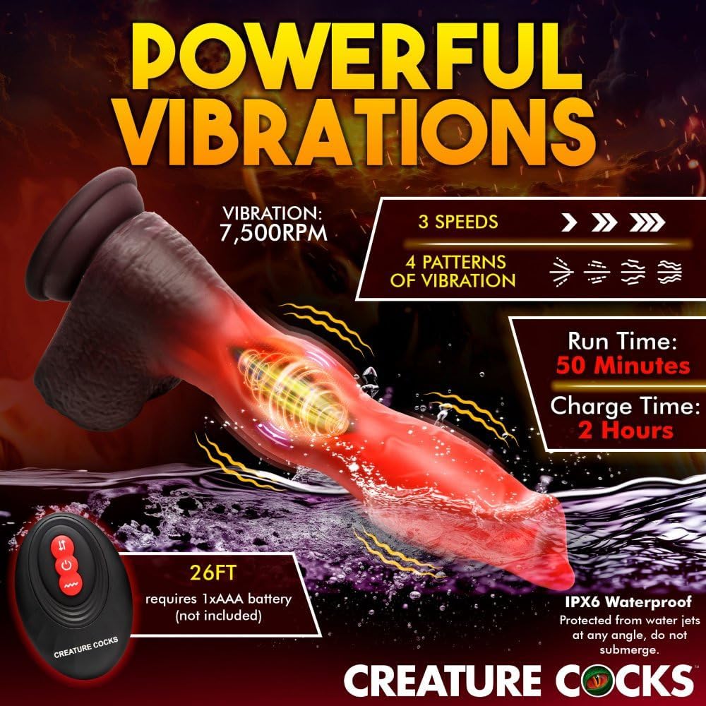 Thrusting Dildo G Spot Vibrator Realistic Dildos Hell Hound Monster Fantasy Dildo Vibrator with Remote Silicone Fake Penis Vibrating Anal Toy with Suction Cup Adult Sex Toys for Women Couples Games
