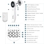Thermomètre ByFloProducts, thermomètre auriculaire et frontal, thermomètre pour adultes et bébés, thermomètre numérique frontal, thermomètre infrarouge sans contact, mémoire de température et alarme de fièvre, facile à utiliser, fièrement canadien