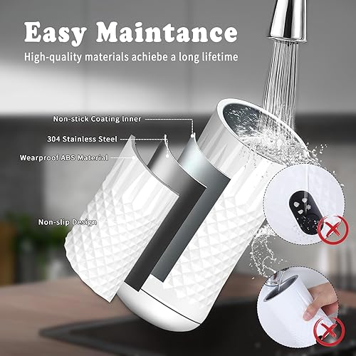 Miniatura 6 de VRORFUN Espumador de leche eléctrico 4 en 1 y vaporizador, espumador automático de leche y calentador de leche, máquina de espuma de leche caliente