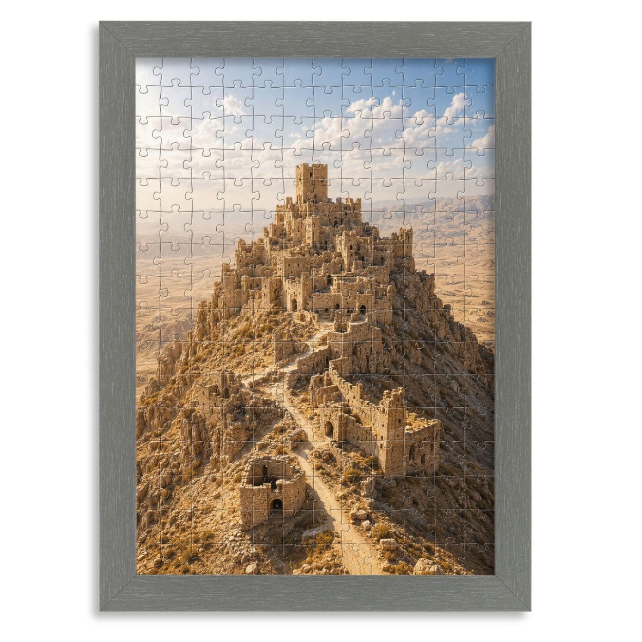 CLAMARO 'PUZZLED' Puzzle Frame for 60 x 80 cm Puzzle - Puzzle Picture Frame in Steel Grey Decor - Picture Frame with 30 mm Wide MDF Wood Frame Including Acrylic Glass and Back Panel