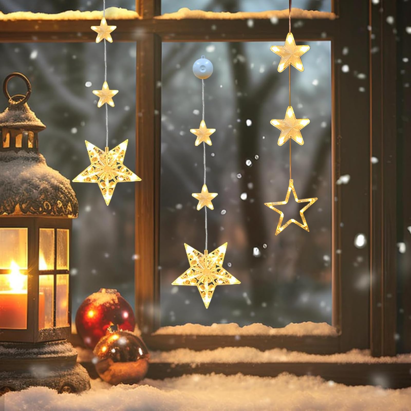 Rideaux lumineux étoiles, rideau lumineux étoiles 3M, 8 modes d'éclairage, décoration de Noël intérieure/extérieure, guirlande lumineuse étanche pour balcon, fête - coloré