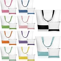 Sanwuta 20 Pack Blank Canvas Tote Bags & Makeup Bags - Large Reusable Grocery Totes with Handles, DIY Ready Airy Pastel