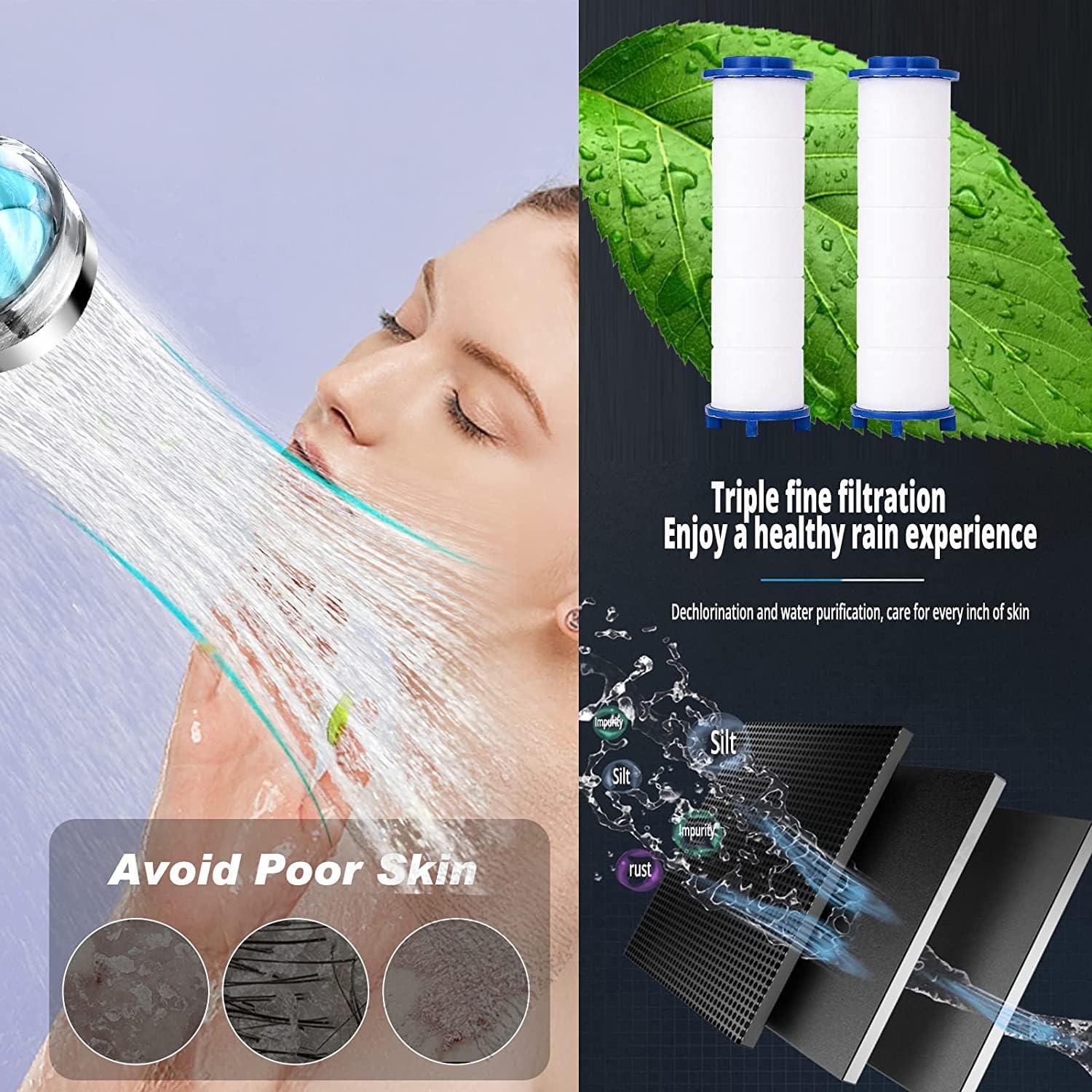 PP Cotton Shower Head Filter Cartridges, High Pressure Hydro Jet Turbo Shower Filter Replacement Core,2.75 Inch,24 Pack
