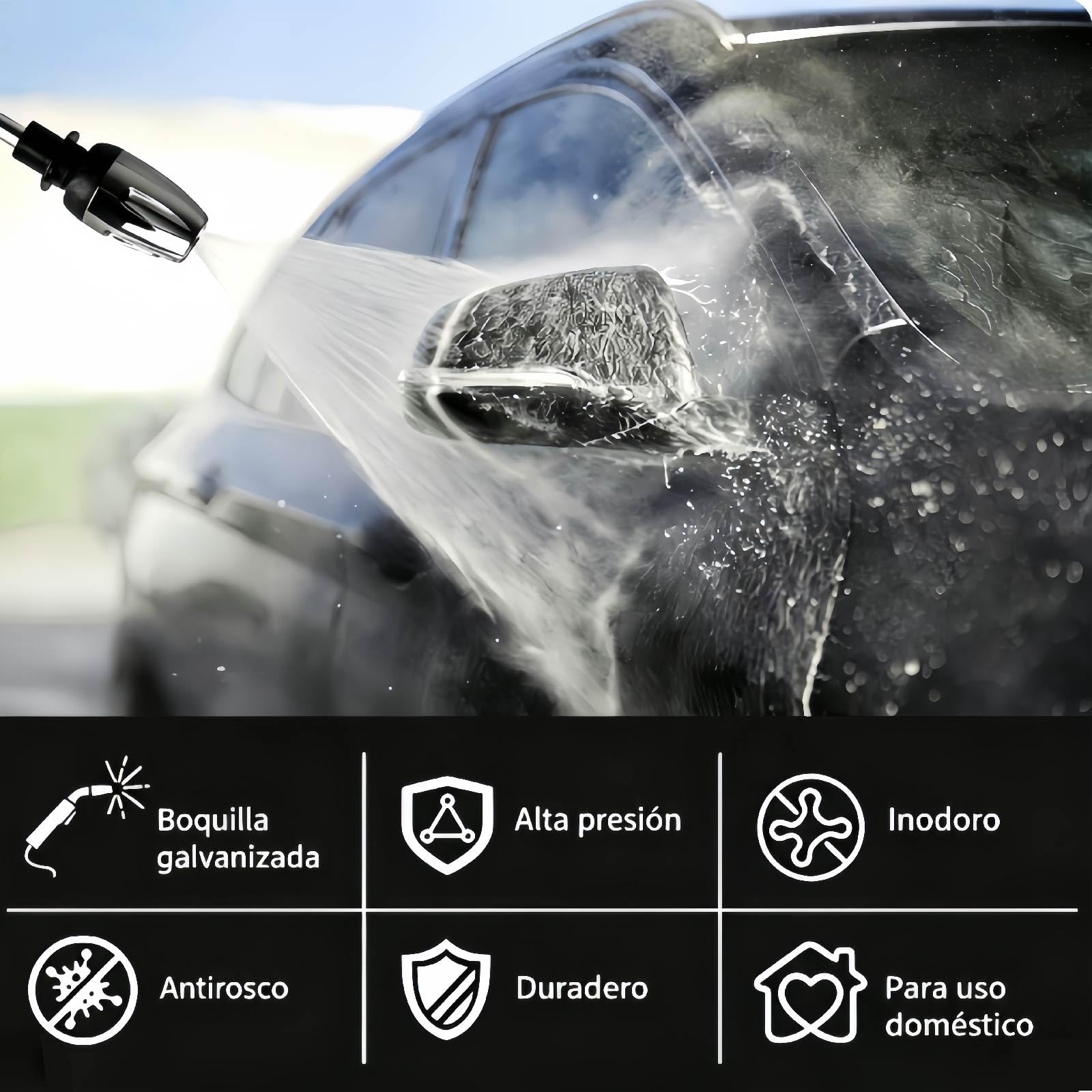 Jetterix Pressure Washer 2026 – Boquilla de Alta Presión para Manguera, Cañón de Espuma Multifuncional con Niveles Ajustables – Limpiador para Coche, Terraza, Jardín y Patio (2pcs)
