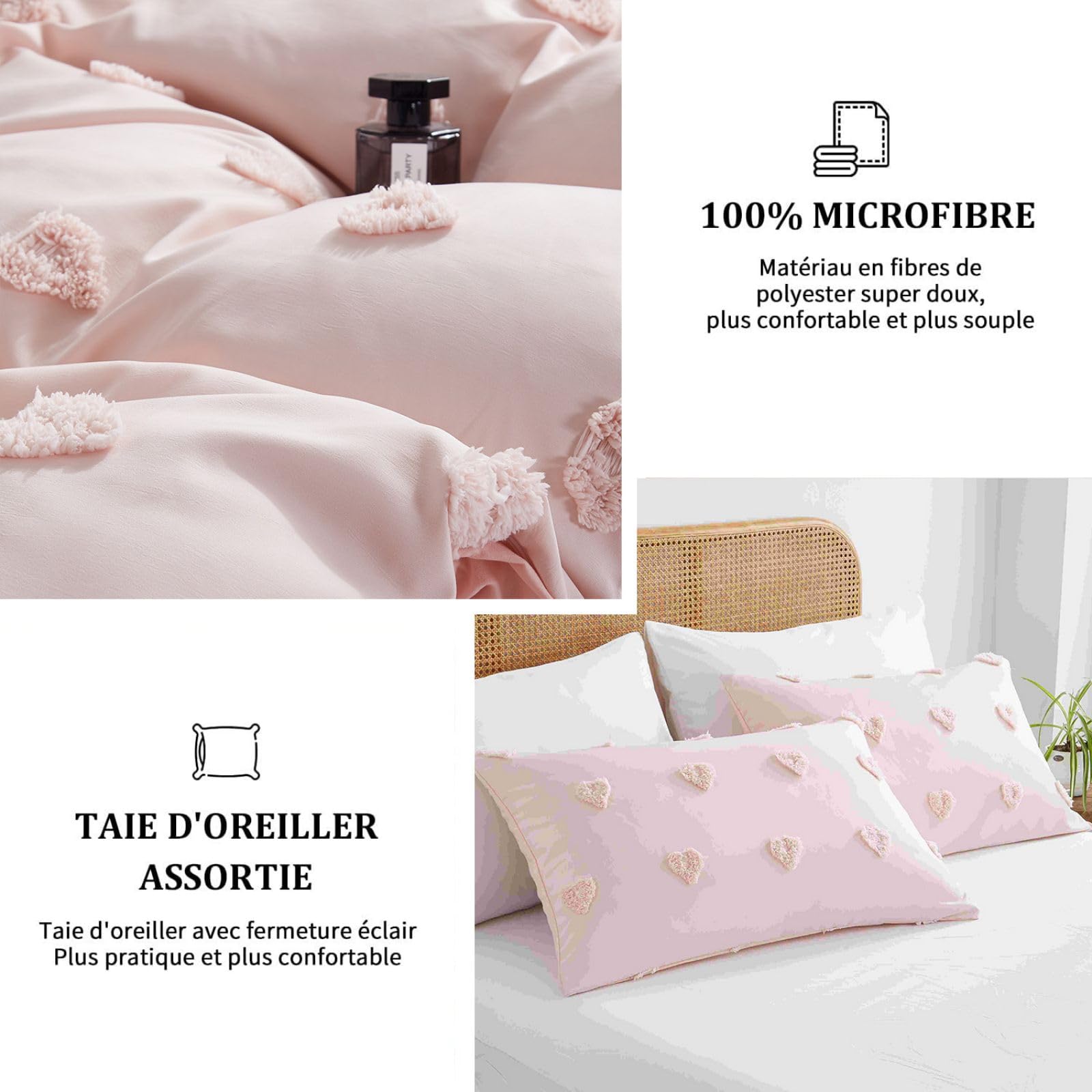 Funda Nórdica Gris Con Flores - Juego De 140x200 Cm + 1 Funda De Almohada 65x65 Cm, Microfibra, Con Cremallera