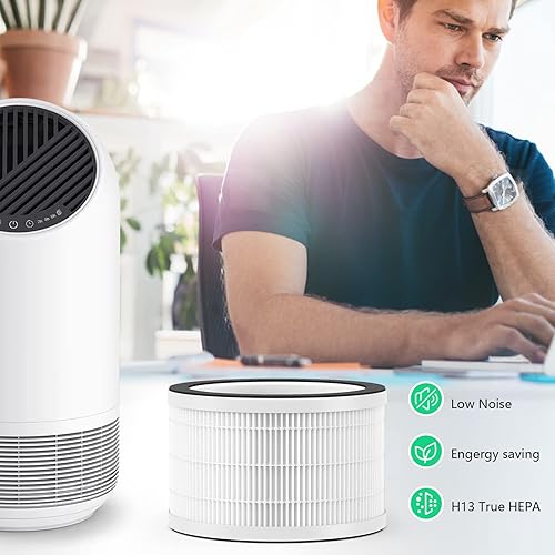 Miniatura 7 de Filtro de repuesto True HEPA para Afloia FilloHalo, también compatible con purificadores de aire Mooka Allo y Sterra Mars, filtración 3 en 1 H13