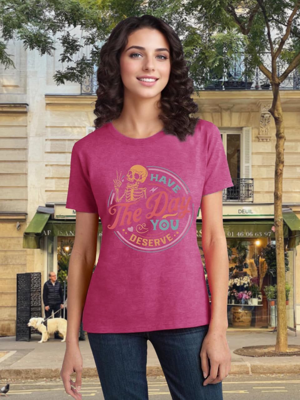 Funny Skull Shirts for Women Vintage Inspired Tee Roses Graphic Tees Spooky Skeleton Tops Casual Short Sleeve Women Tops - Image 4