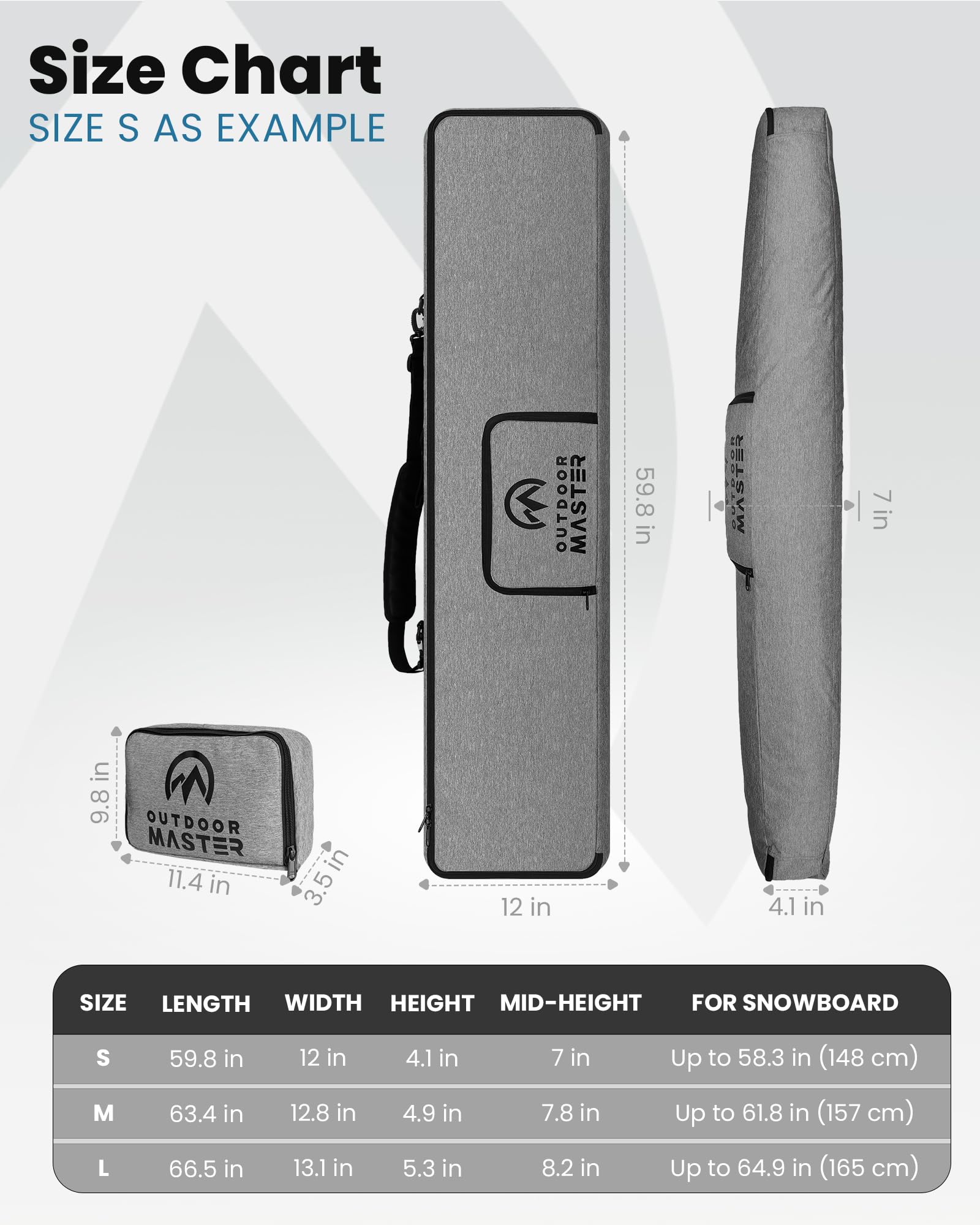 OutdoorMaster Bolsa de Snowboard 900D Resistente al Agua Plegable