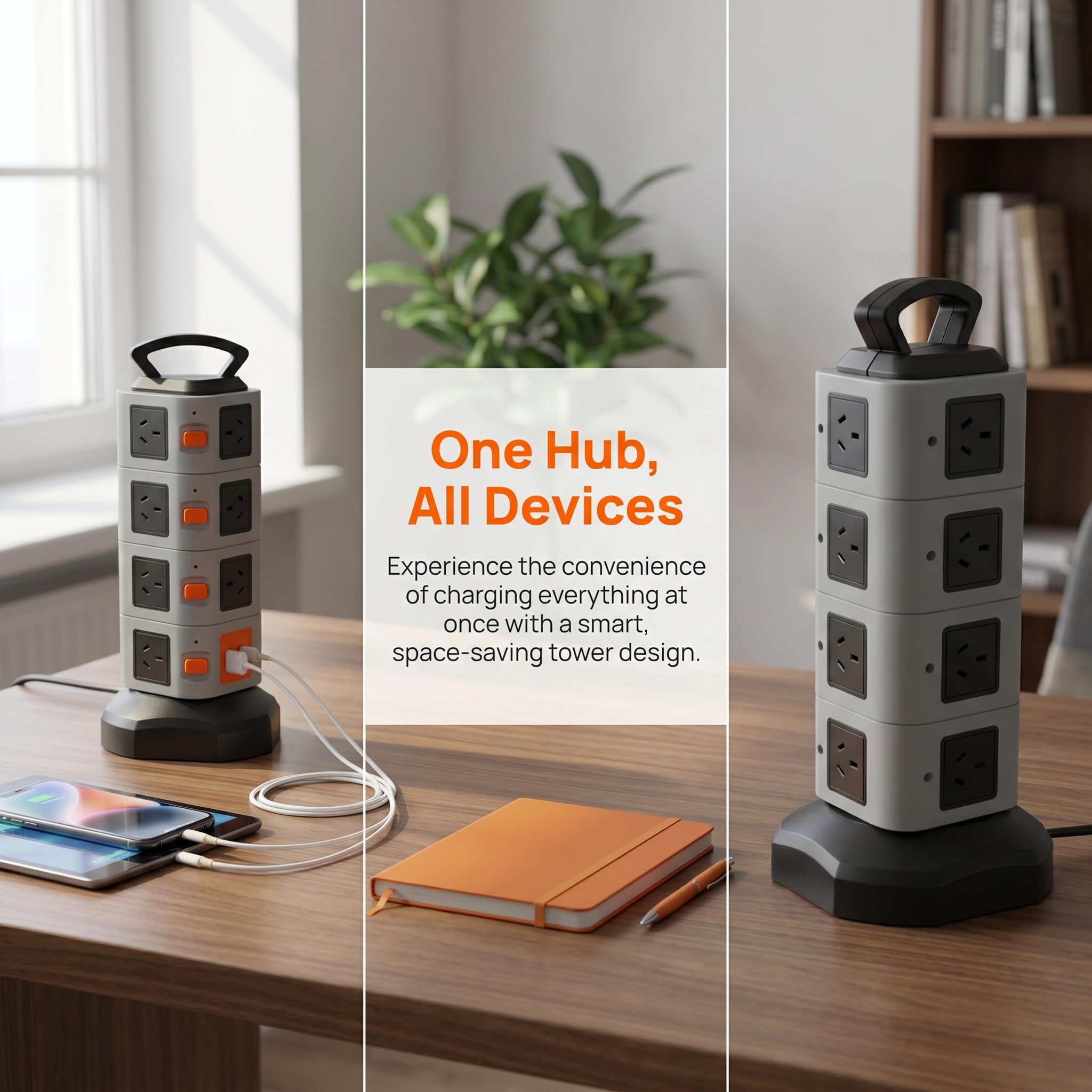 Multipresa con Protezione da Sovratensione, Dotata di 15 Prese E 2 Porte USB, Design Robusto per Dispositivi Elettronici Ed Elettrodomestici - Ideale per Casa, Ufficio E Gaming.