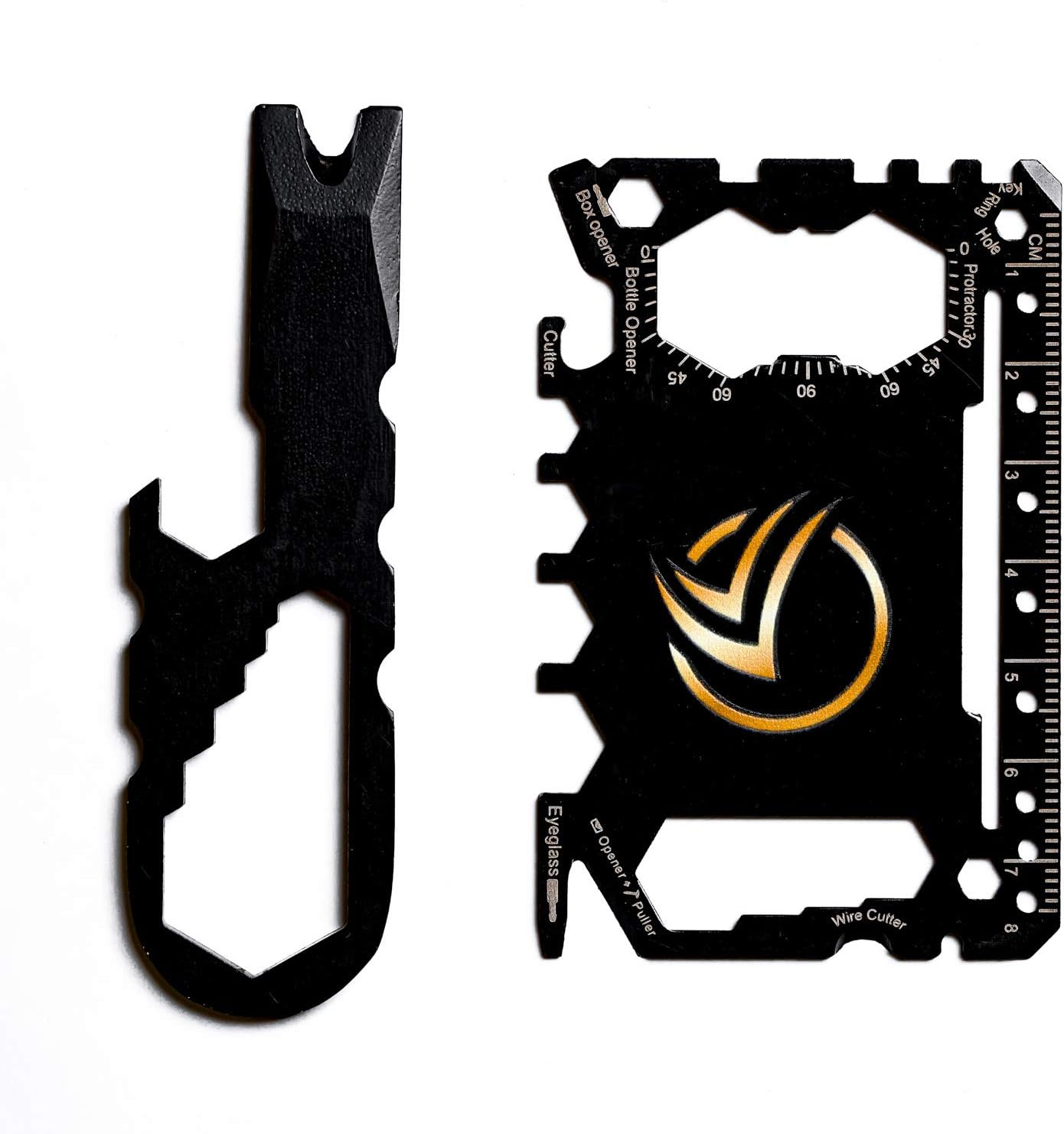 KEMA 46-in-1 Multitool Credit Card with Knife, Screwdriver, Box Cutter, Wrench, and Beer Bottle Opener, Compact Wallet Size Survival Tool, Stainless Steel Construction
