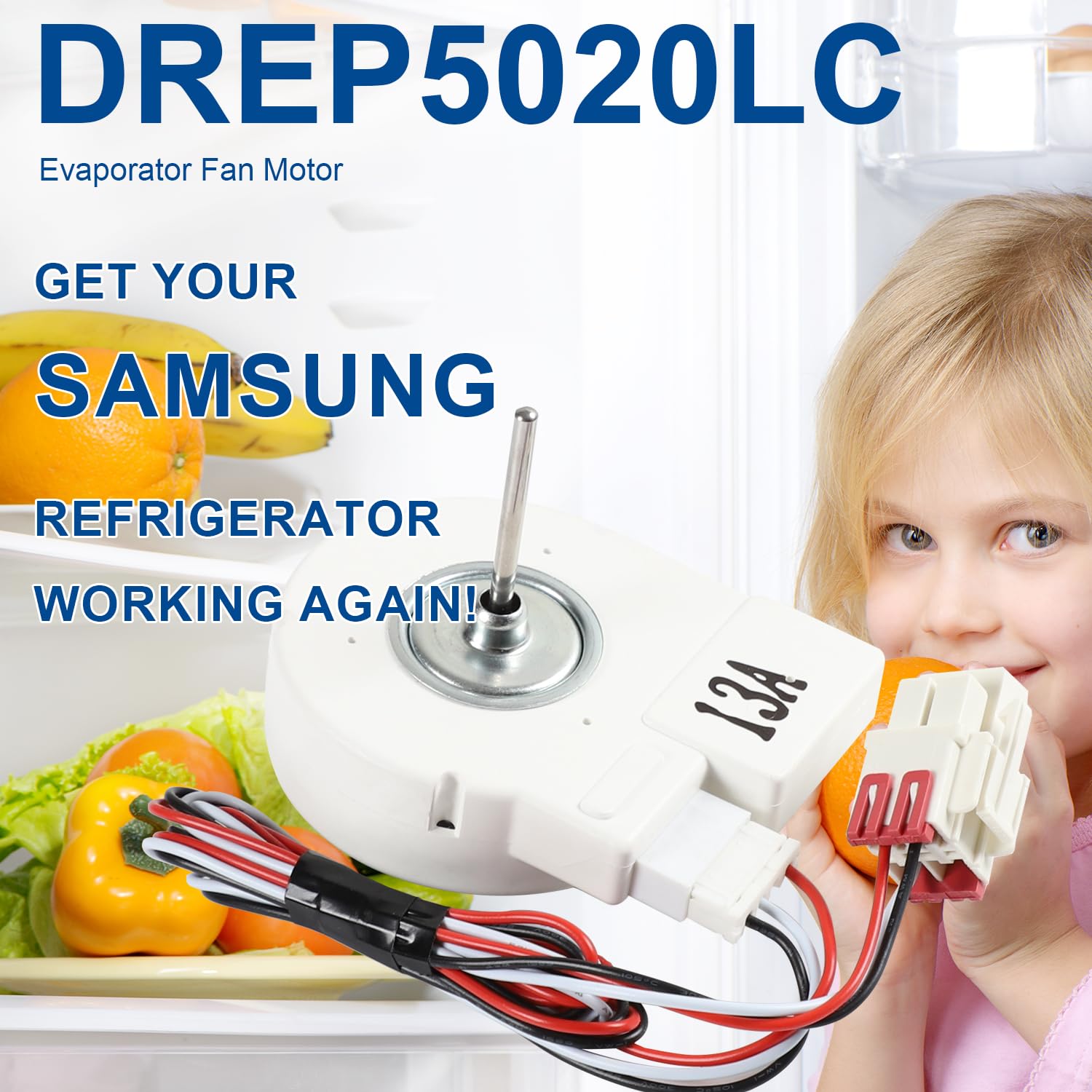 DA31-00146H DREP5020LC Refrigerator Evaporator Fan Motor Fit for Samsung Replaces DA31-00146C PS4138377 AP4444609 2030147 EAP4138377 Refrigerator Cooling Fan Accessory DC12V