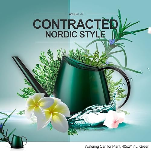 Miniatura 4 de WhaleLife Regadera de interior para plantas bonsái de casa flor de jardín boquilla larga 40 onzas 14 L 13 galón pequeña moderna verde translúcido