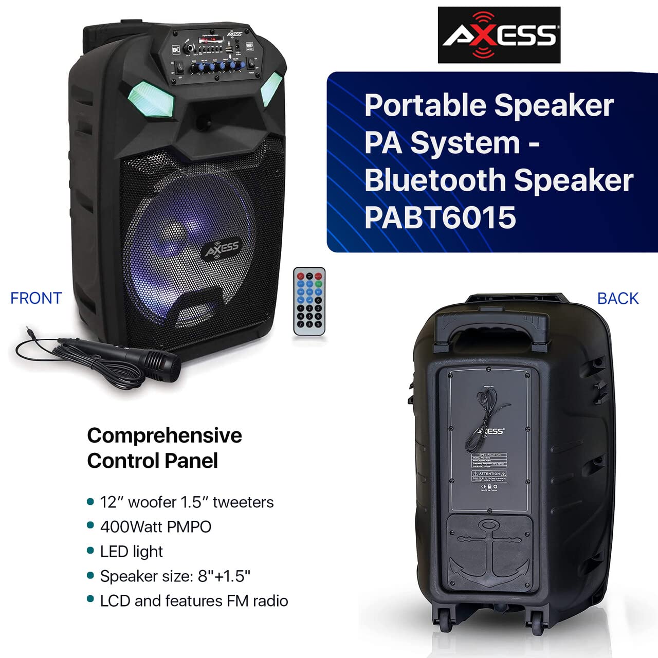 【日本未発売】 BICストアAxess Portable Bluetooth Speaker with Double 10” Woofers