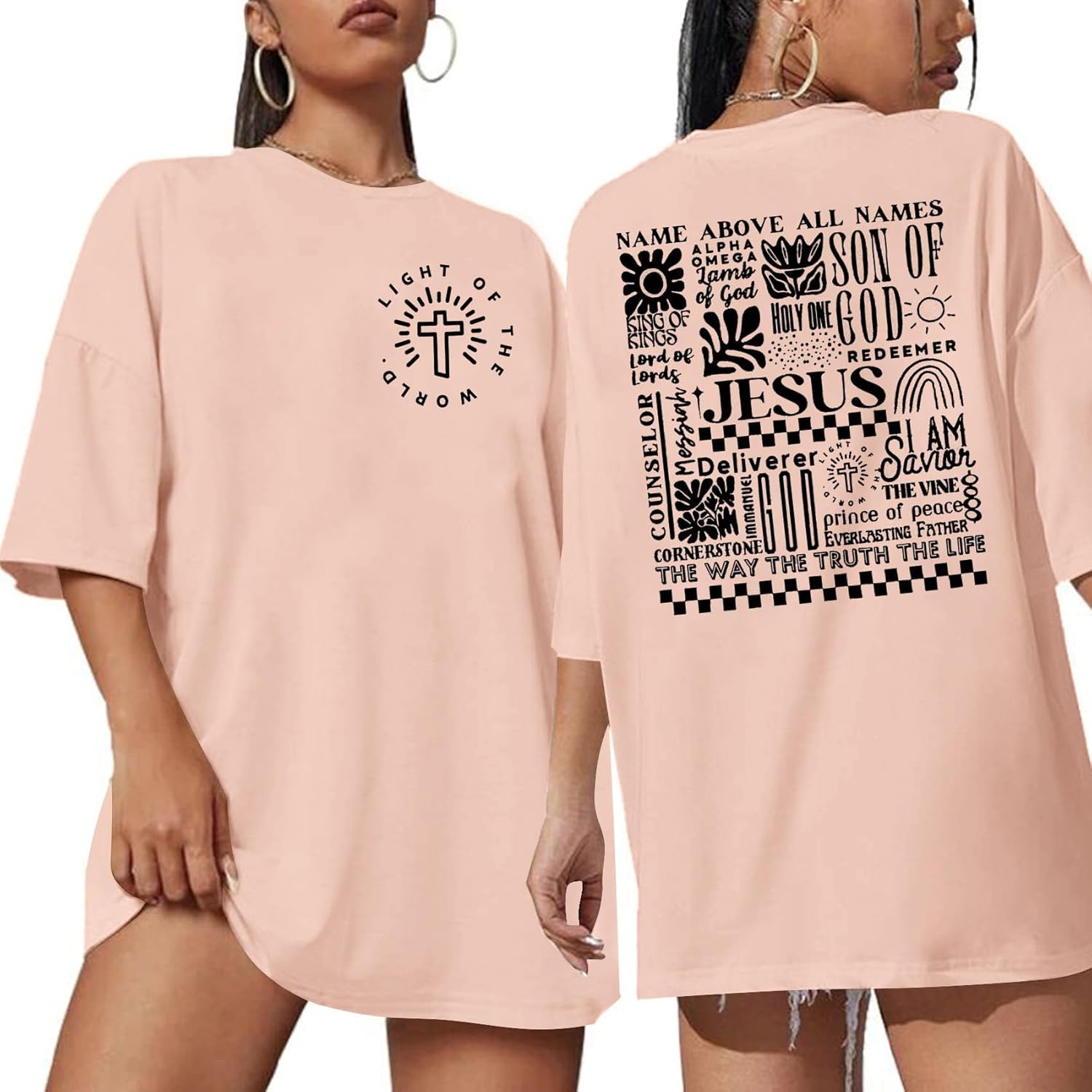 Jesus Oversized Shirts Women Christian: Faith Tshirt Bible Verse Shirts God Religious Tee Christian Inspirational Tops