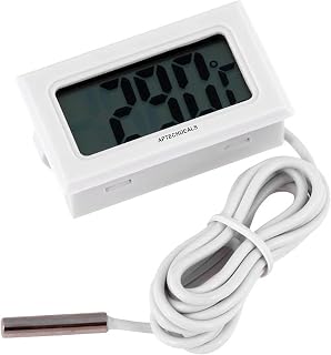 AptechDeals मिनी LCD डिजिटल थर्मामीटर सेंसर वाइअर्ड कमरे के टेम्परेचर / फ्रिज़ के लिए, इनडोर आउटडोर पोर्टेबल पॉकेट LCD इलेक्ट्रॉनिक टेम्परेचर मीटर टेस्टर इंस्टेंट रीड थर्मोकपल