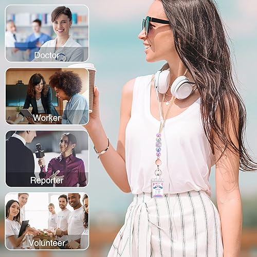 Miniatura 7 de Juego de 6 en 2 cordones retráctiles para insignias de identificación cordón para profesores con soportes para insignias de identificación bonitos