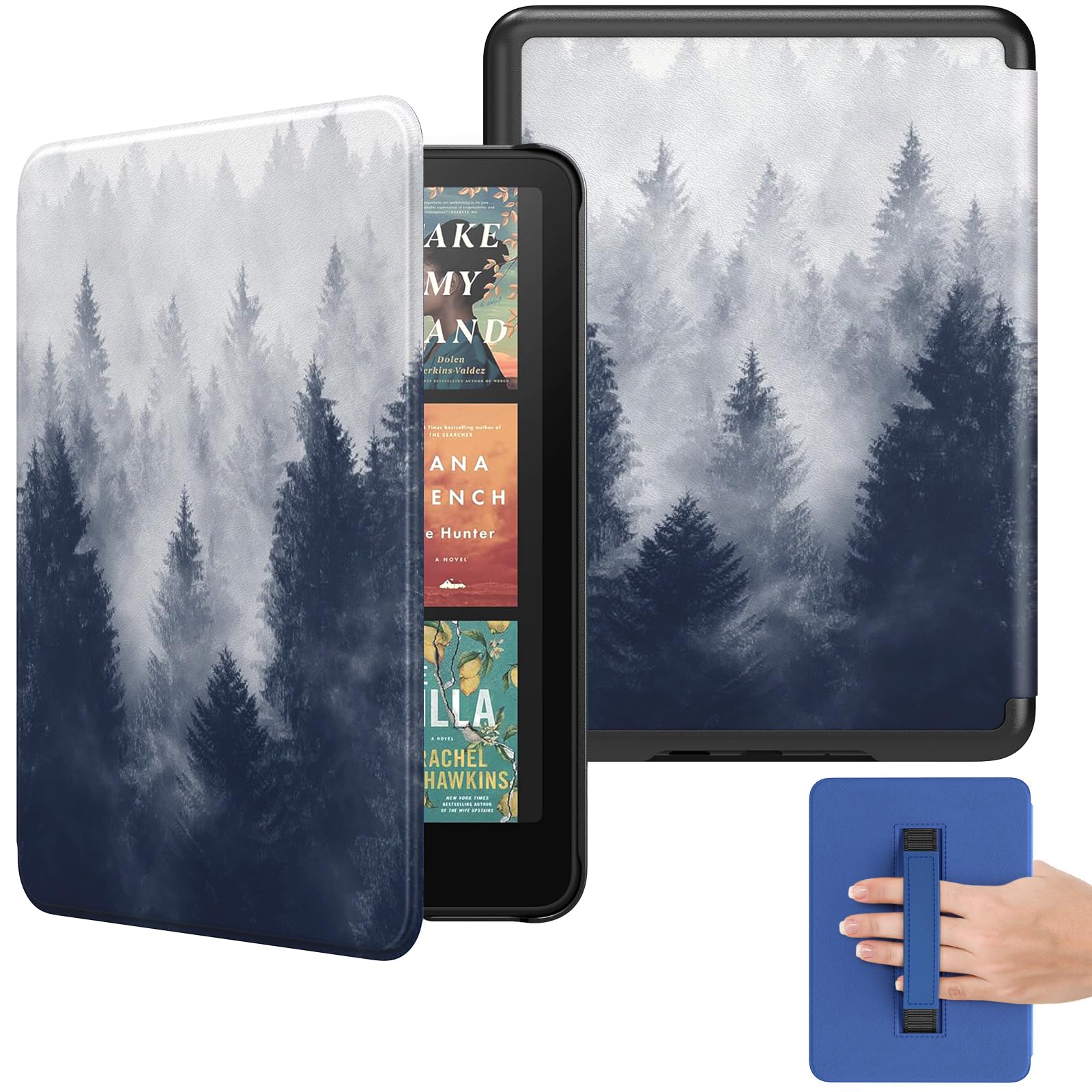 MoKo Case for All-New 7" Kindle Paperwhite(12th Gen 2024) and Kindle Colorsoft Signature Edition 2024, Lightweight Shell Cover with Hand Strap Auto Wake/Sleep for Kindle Paperwhite 2024, Gray Forest-image-44
