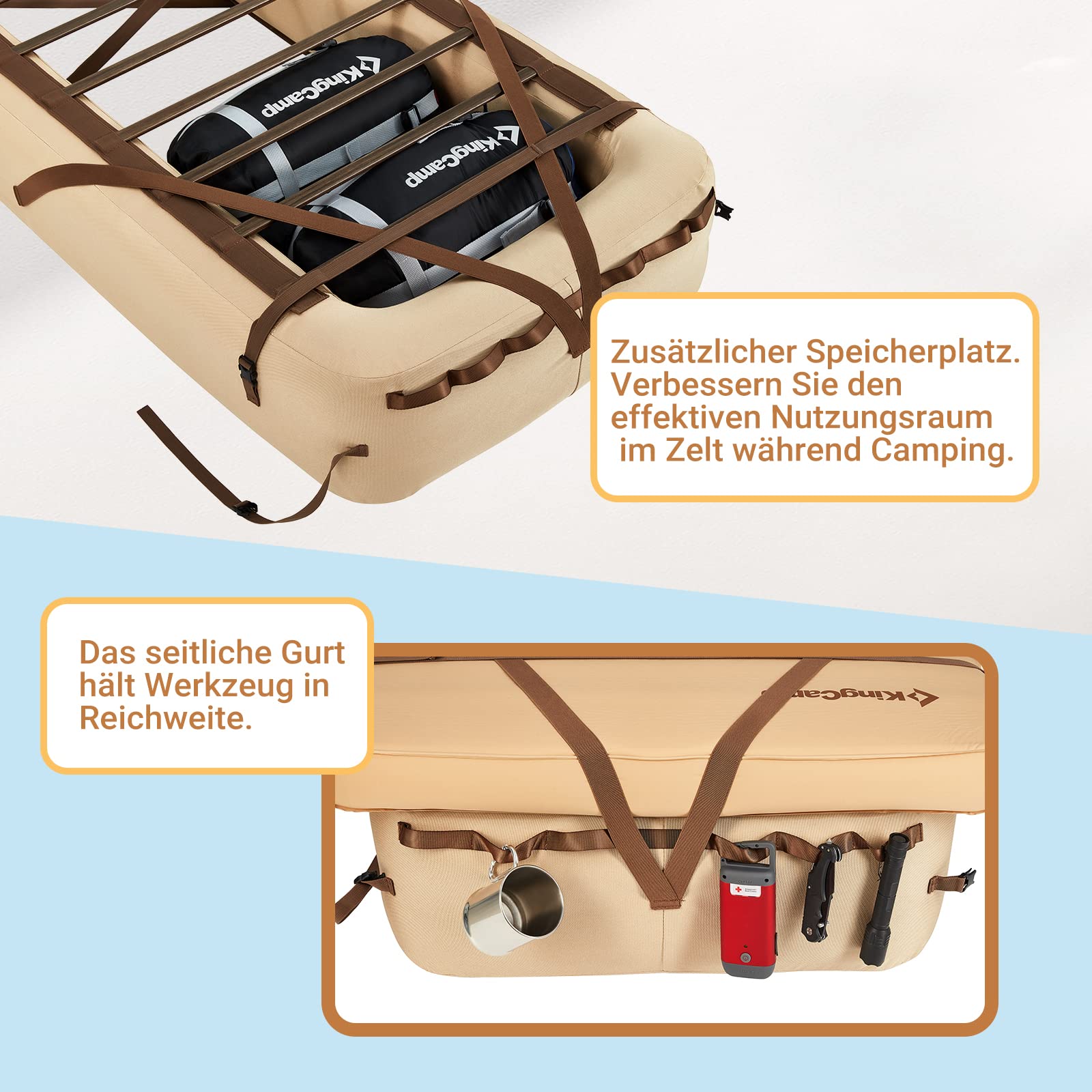 KingCamp Aufblasbares Campingbettgestell Luftsofa Feldbett Aufblasbares Bettgestell für Isomatte Matratze Leichtes und Tragbares Outdoor Reisebettgestell