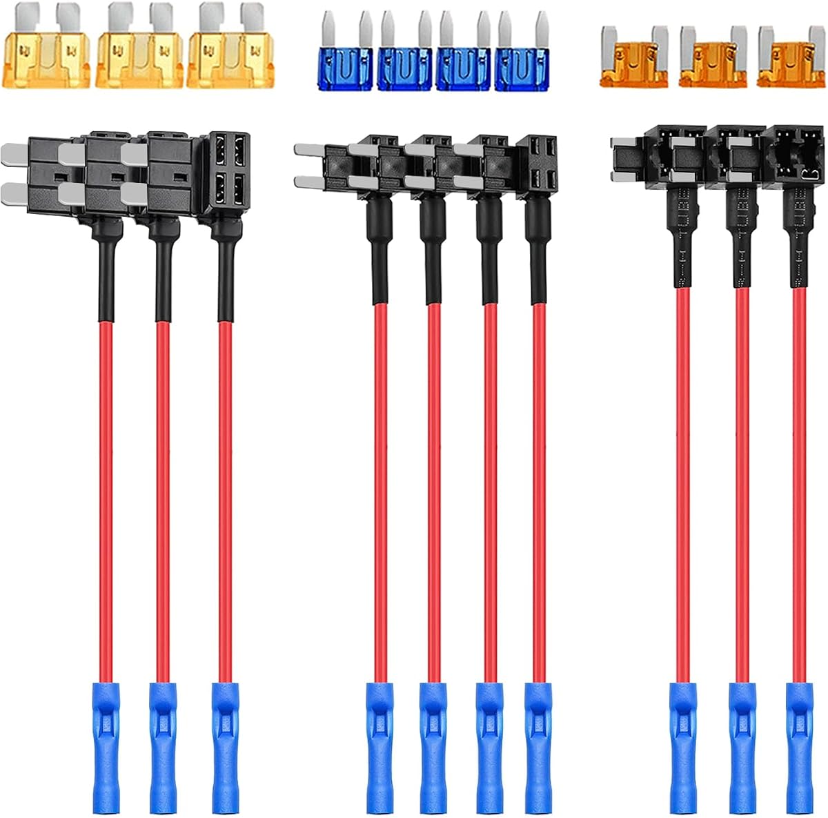 Adaptadores para grifos de fusibles Nilight 10 Pack 12V Estándar/Perfil/Mini Fusibles 3 Tipos