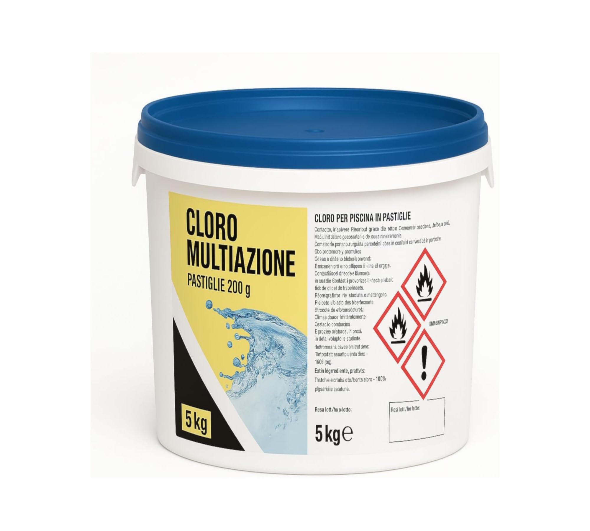 Cloro Multifunzione Kg.5 In Pastiglie gr.200 A Lenta Dissoluzione Multi Azione Clorante Antiaghe Flocculante Trattamento Acqua Piscina