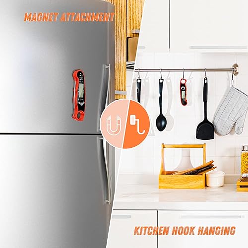 Miniatura 7 de Termómetro de carne de lectura instantánea para parrilla y cocina, termómetro digital rápido y preciso para alimentos con luz de fondo, imán,