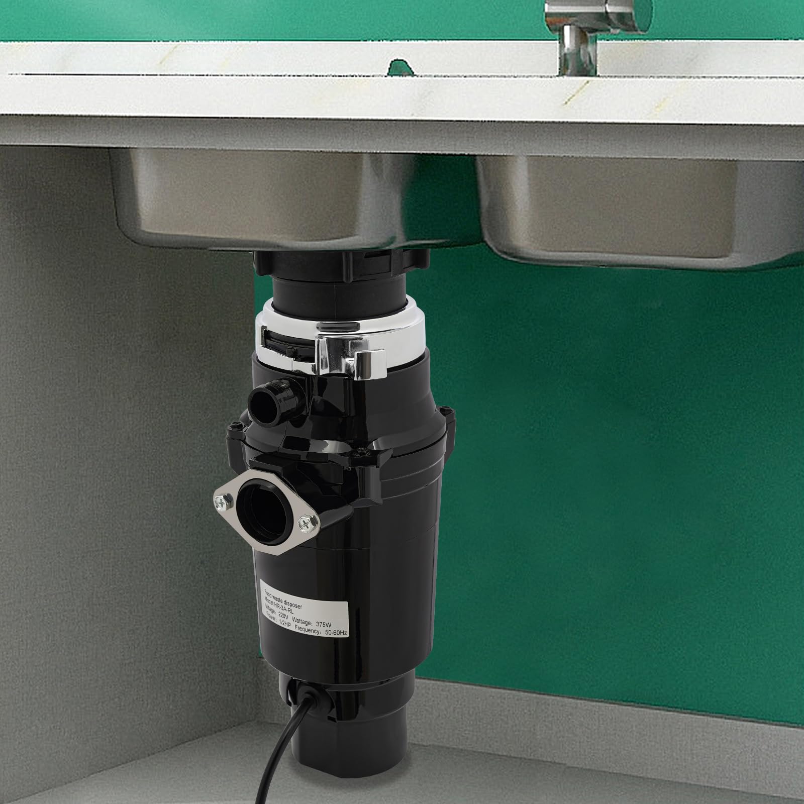 Trituradora Fregadero 375W Trituradora de Residuos de Cocina Fregadero Sistema de Eliminación de Residuos de Alimentos Trituradora de Alimentos Trituradora de Residuos para Fregadero de Cocina