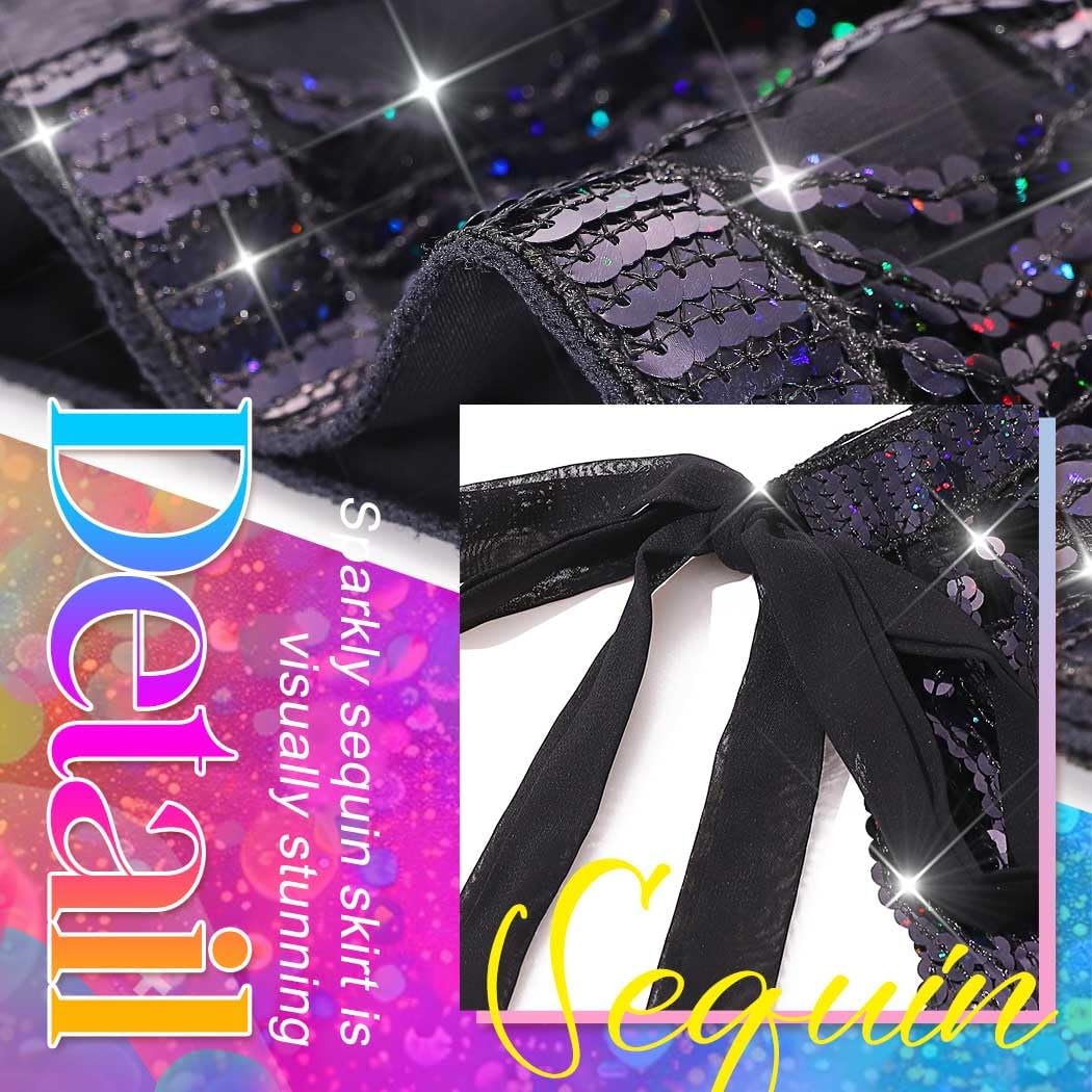 Nicute Sequin Skirt Sparkly Belly Dance Skirt Mermaid Costume for Women - Image 5