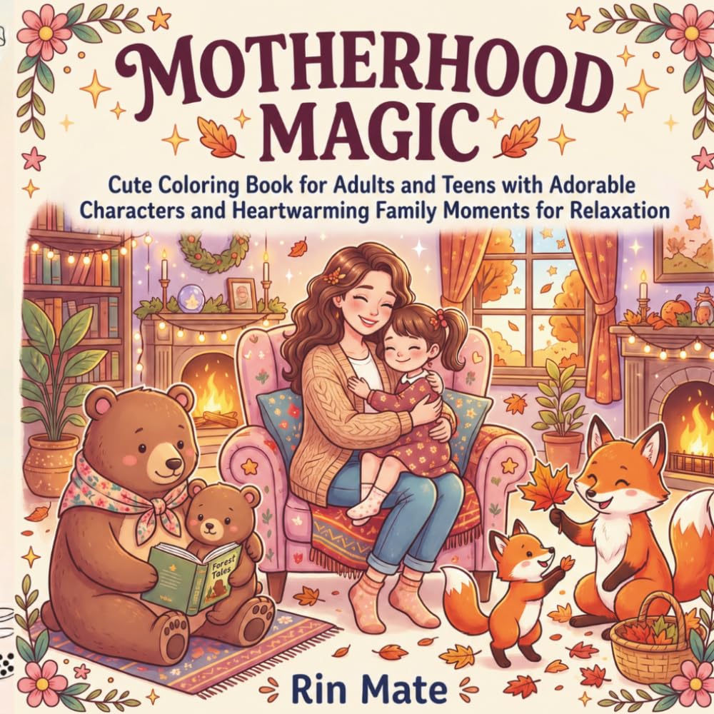 Motherhood Magic: Cute Coloring Book for Adults and Teens with Adorable Characters and Heartwarming Family Moments for Relaxation