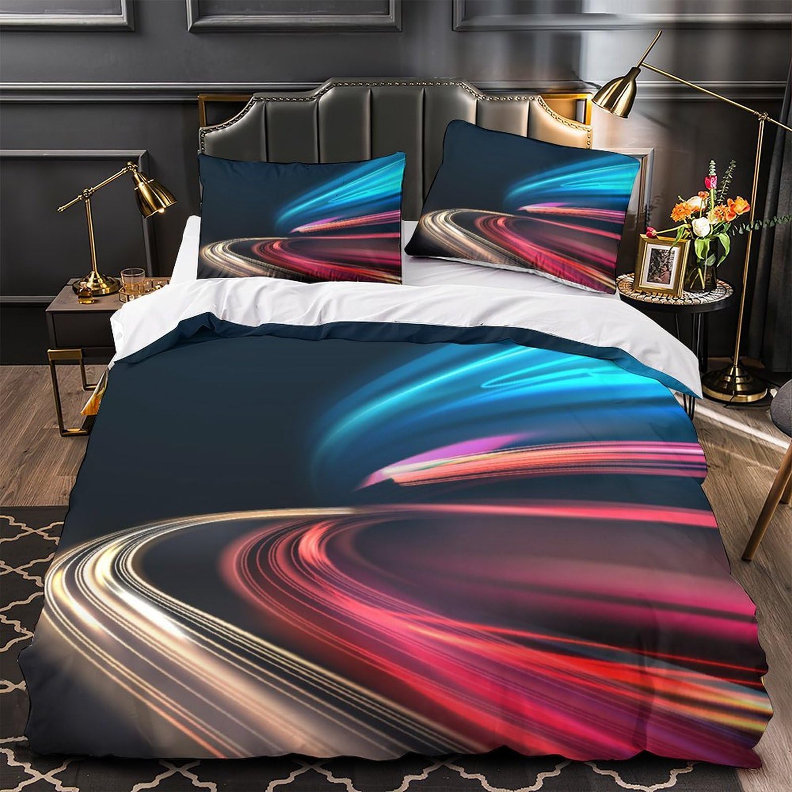 Parure de lit microfibre premium traînées lumineuses housse de couette douce haute densité