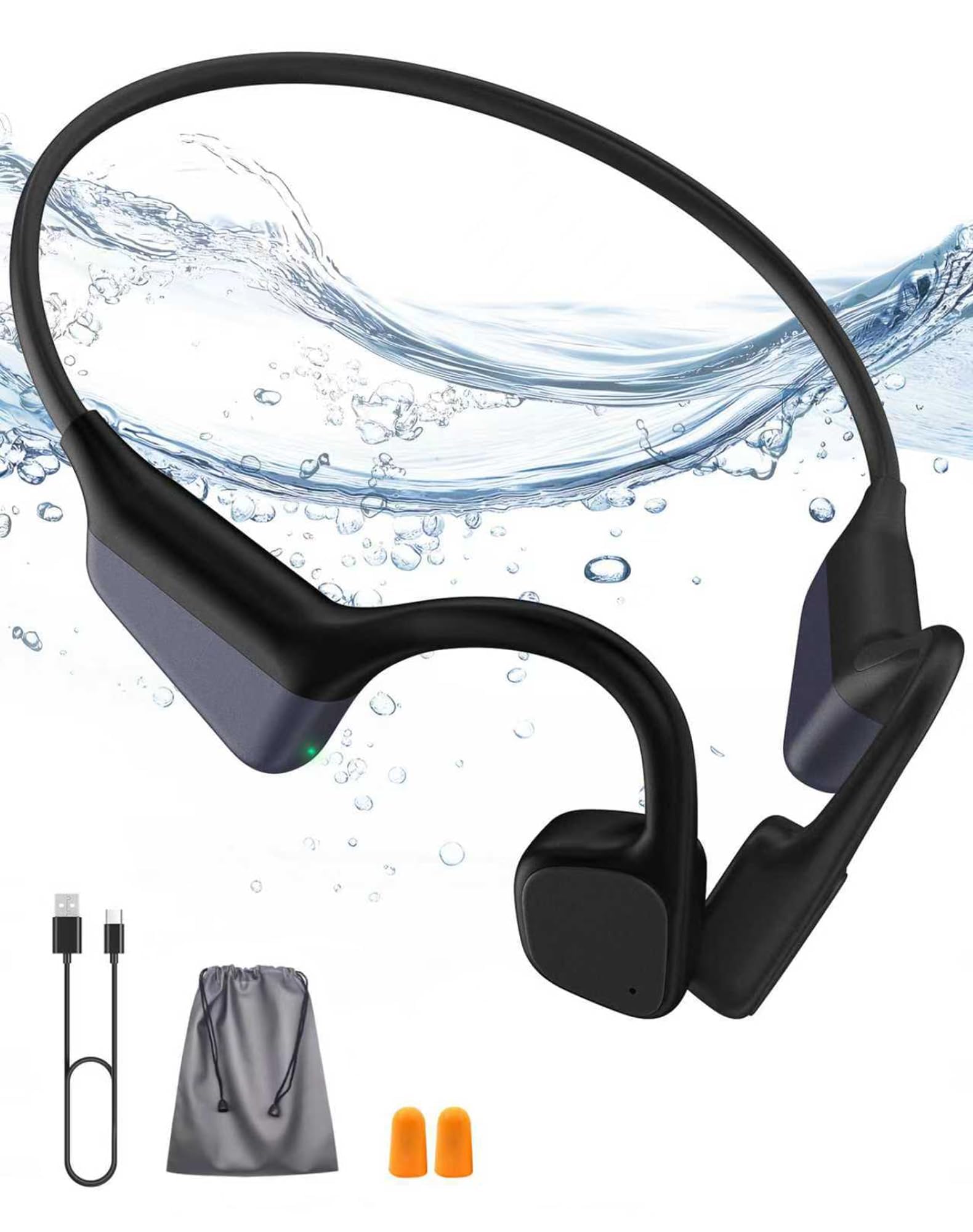 Auriculares de conducción ósea inalámbricos Bluetooth impermeables con cancelación de ruido y micrófono