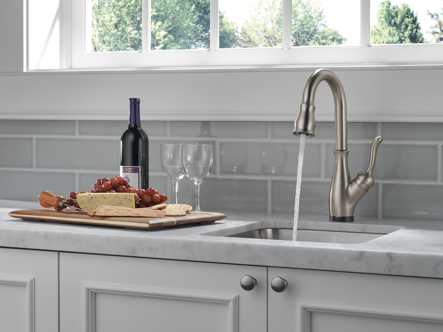 Exclusive Discount 90% Price Delta Faucet Leland Touch Bar Faucet Brushed Nickel, Bar Sink Faucet Single Hole, Wet Bar Faucets with Pull Down Sprayer, Prep Sink Faucet, Delta Touch2O Technology, SpotShield Stainless 9678T-SP-DST