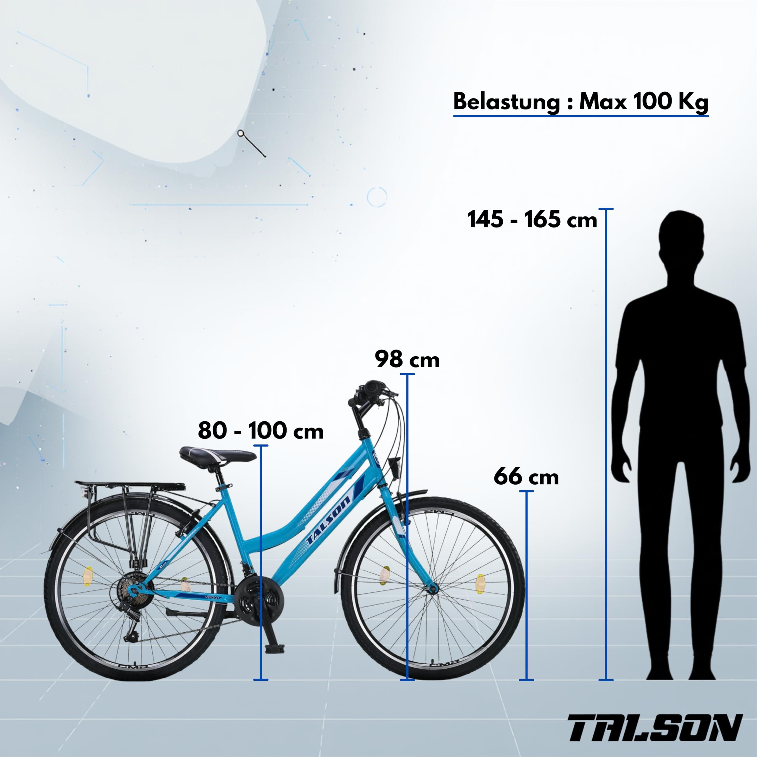 26 Zoll Fahrrad 21-Gang Shimano Schaltung mit Beleuchtung nach STVO Türkis Doppelrahmen