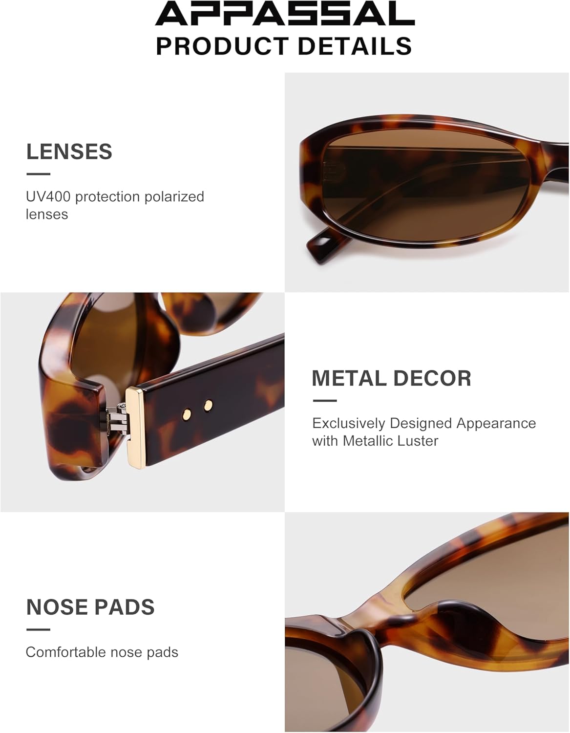 Retro Rectangle Sunglasses for Women Men Polarized Oval Sunnies AP3742 - Image 4