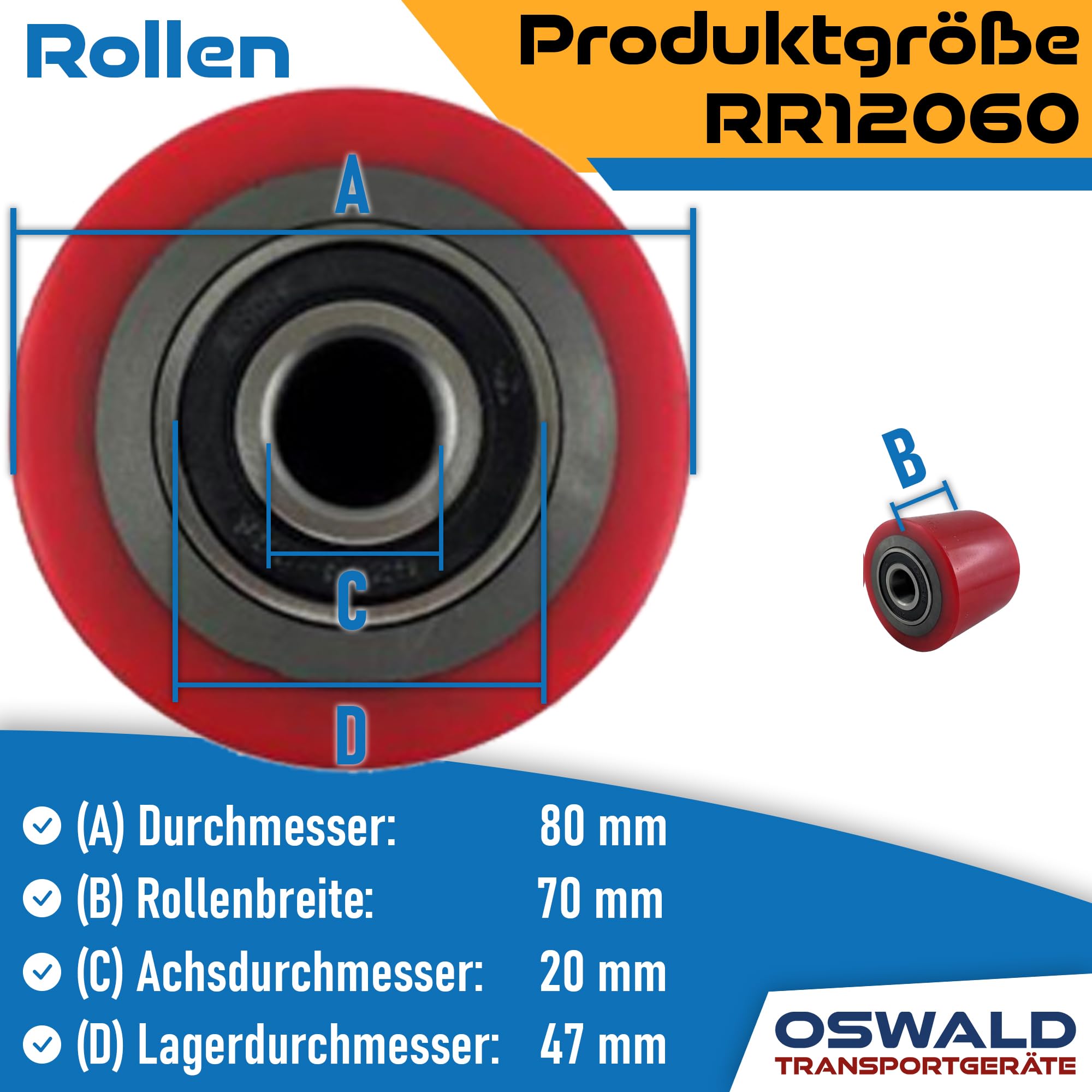 Hubwagen Räder & Rollen Satz Polyurethan Tandem - 2 Räder 4 Rollen