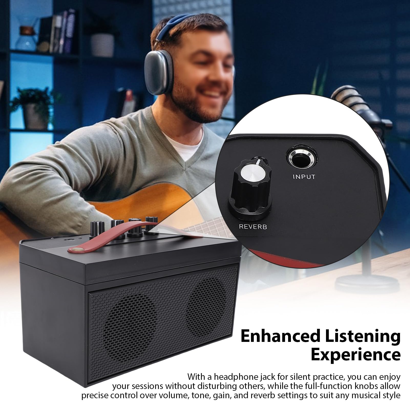 Generic Altavoz de Guitarra Acústica de 30W, Reverb y Distorsión, 5.0 Amplificador de Función de Sonido Transparente Portátil, para Guitarras Eléctricas