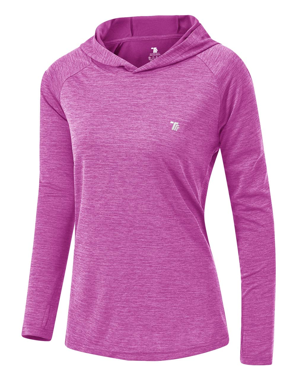 YSENTO Women's Long Sleeve Running Hoodie Gym Sports Yoga Tops Shirts UPF 50+ with Thumb Hole, Rose Purple, M