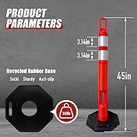Vista 2 de Paquete de 3 juegos CJ Safety de 45 pulgadas, cono de delineador naranja con base de goma resistente de 10 libras, 2 bandas reflectantes