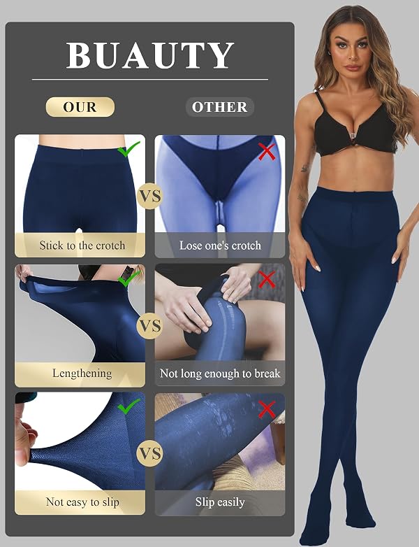 Buauty 2 Pairs 80D Tights for Women,Women's Sheer Black Tights,Soft Opaque Pantyhose and Stockings for Comfort and Elegance by Buauty - Used condition - Image 4