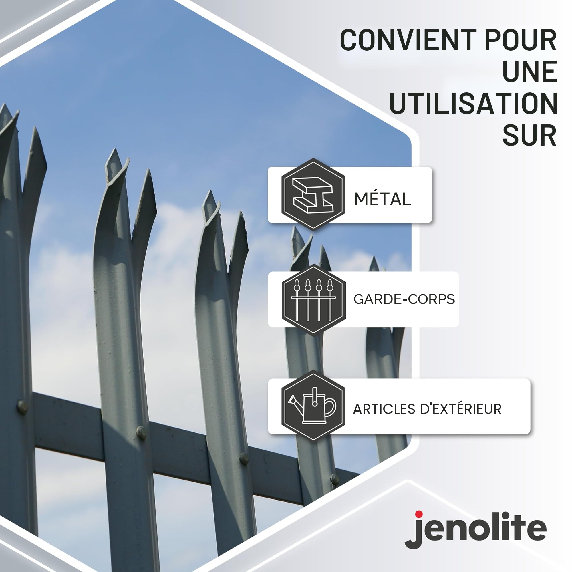 JENOLITE Peinture aérosol galvanisée au zinc brillant | Apprêt et couche de finition tout-en-un | 3 x 500 ml (protection supérieure contre la rouille et la corrosion)
