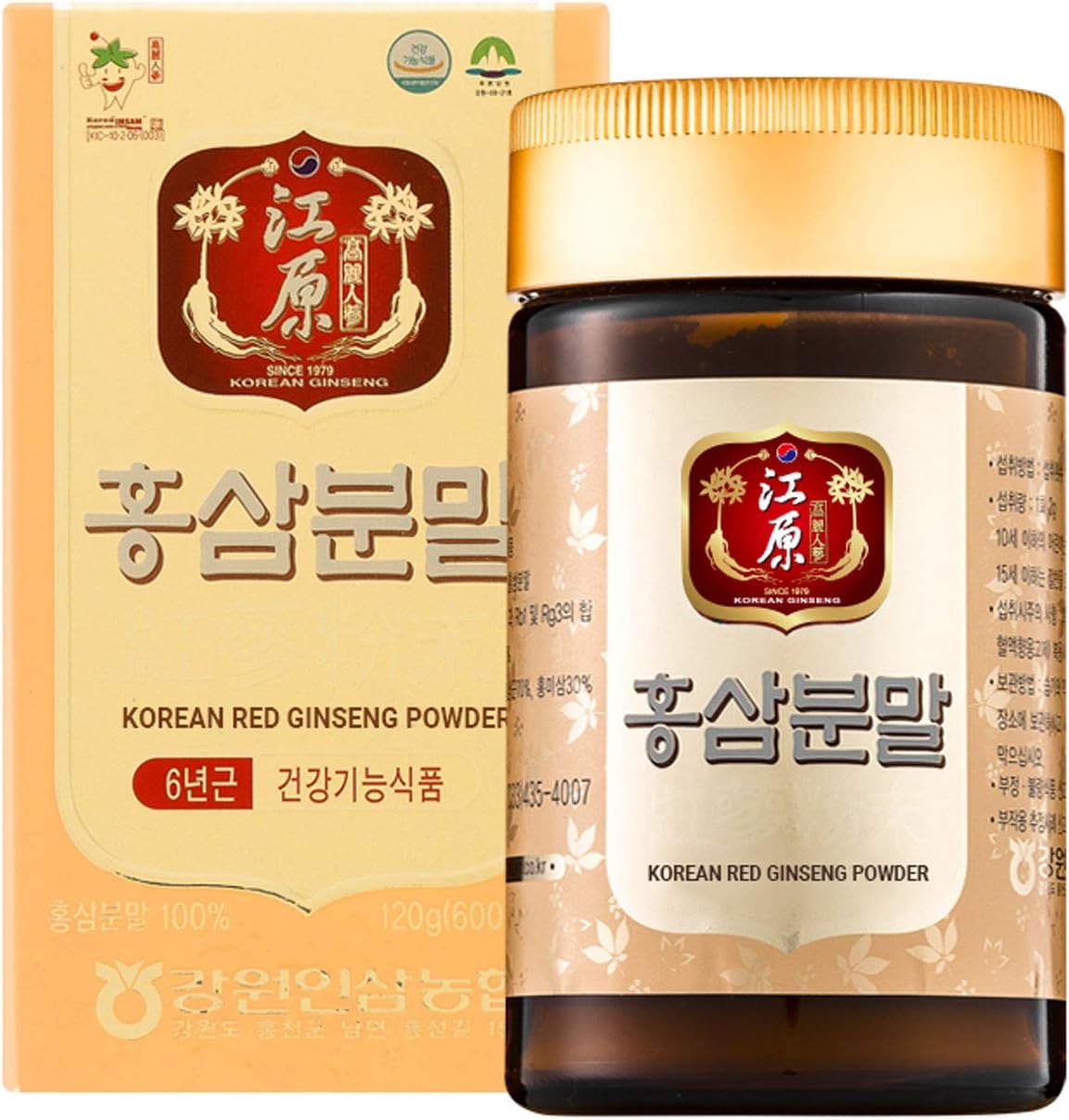Gangwoninsam] Korean Red Ginseng Powder – Contains 100% 6 Year Korean Red Ginseng Powder, Korean Food, 120g / 4.23 fl. oz (120g)
