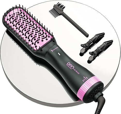 Plancha de cepillo secador de pelo de iones negativos, 3 en 1, secador de cepillo de paleta de un paso, alisador de 2 pulgadas, antiquemaduras y