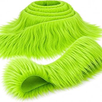Sukh Green Faux Fur Fabric - 2 x 60 Inch Shaggy Plush Faux Fur Trim Ribbon