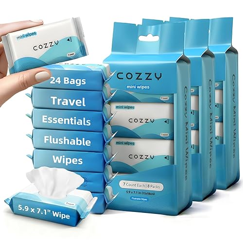 Miniatura 10 de COZZY Toallitas desechables de viaje, hipoalergénicas y sin perfume con 99.6% de agua, sin alcohol, a base de plantas, esenciales de viaje para