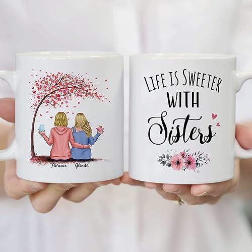 Miniatura 34 de Gossby Taza personalizada para mejor amiga, regalo personalizado para mujeres con diseños, nombres, cumpleaños, regalo de taza de Navidad para 4