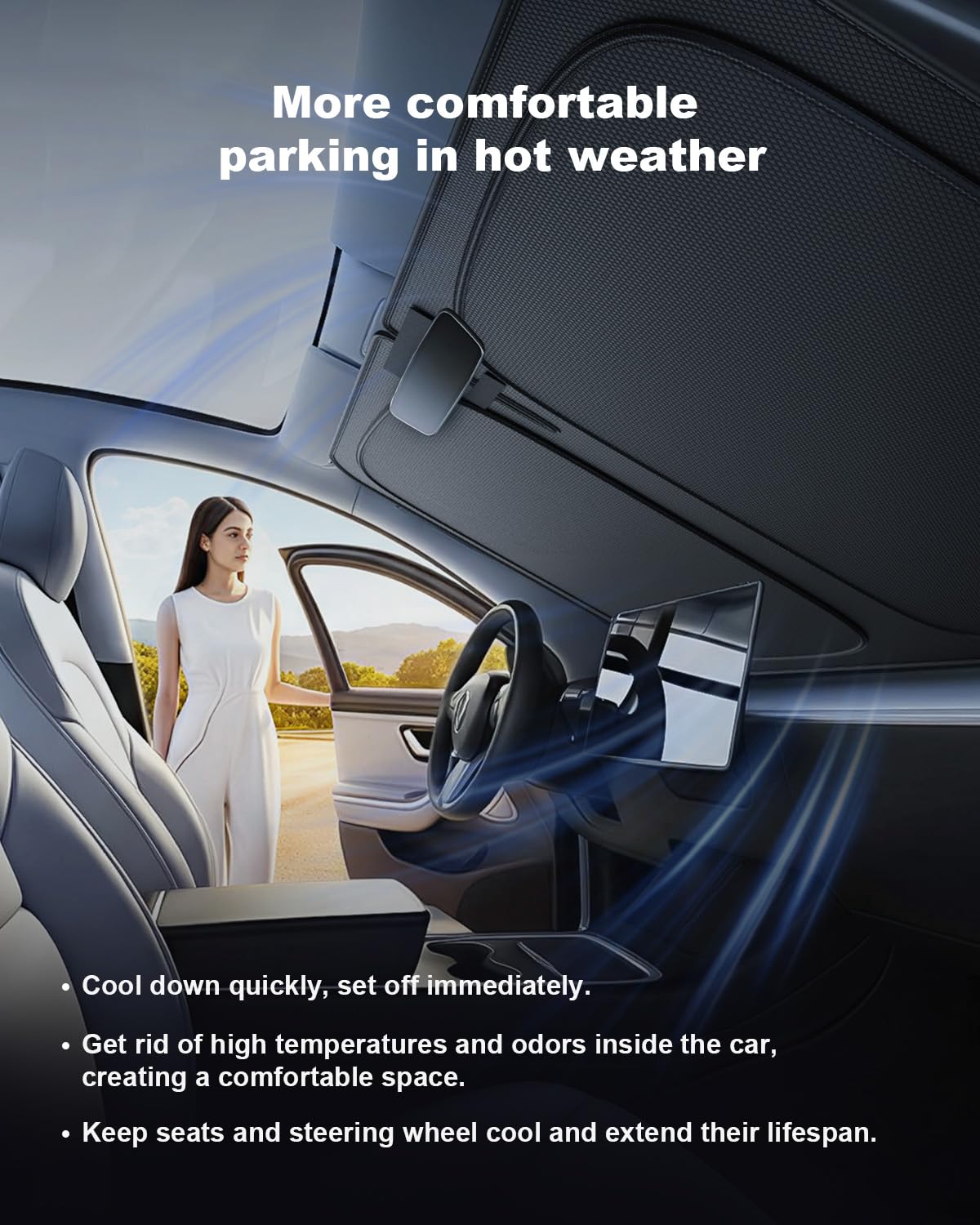 ECOZEN Parasol Coche Delantero Plegable VW Tiguan 3 2024-2026 con Bolsa de Almacenaje, Protección UV y Solar, Tejido Engrosado, Parasol para Parabrisas Delantero de Coche VW Tiguan mk3 Accesorios