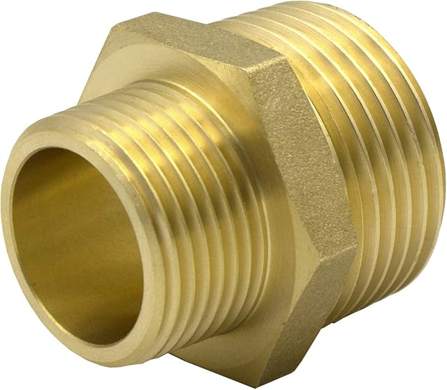 VARIOSAN Reduziernippel 13309, 1 1/4" x 1" AG/AG, Messing, Trinkwasser geeignet
